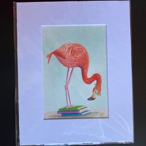 Watercolor flamingo painting